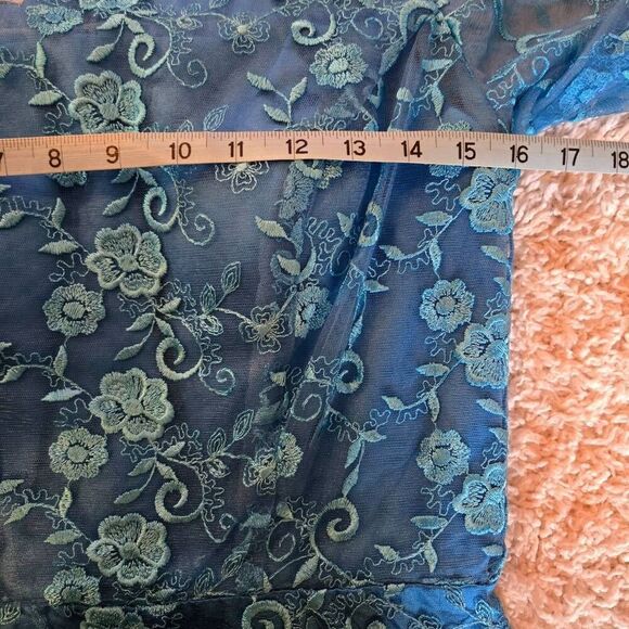 JJ's House Peacock Blue Reteo Style Dress Small 4/6 - Picture 4 of 8